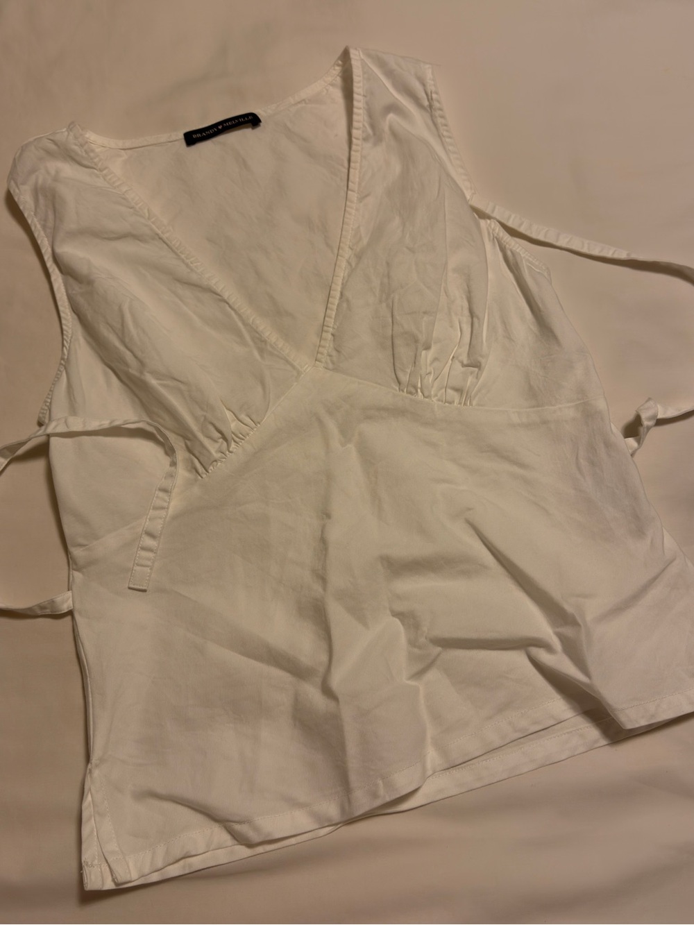 Brandy Melville Cotton White V-Neck Wrap Women’s Top